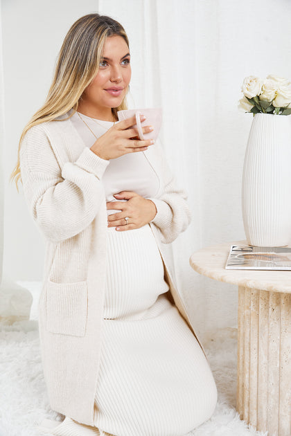 Beige shop cardigan pregnant