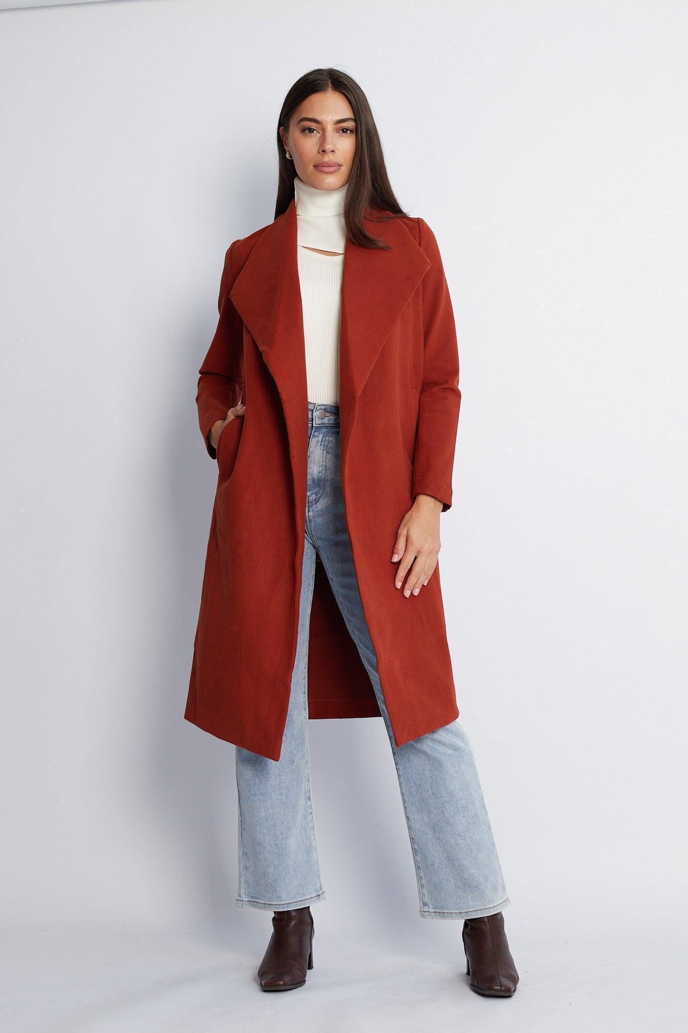 Rust sale long coat