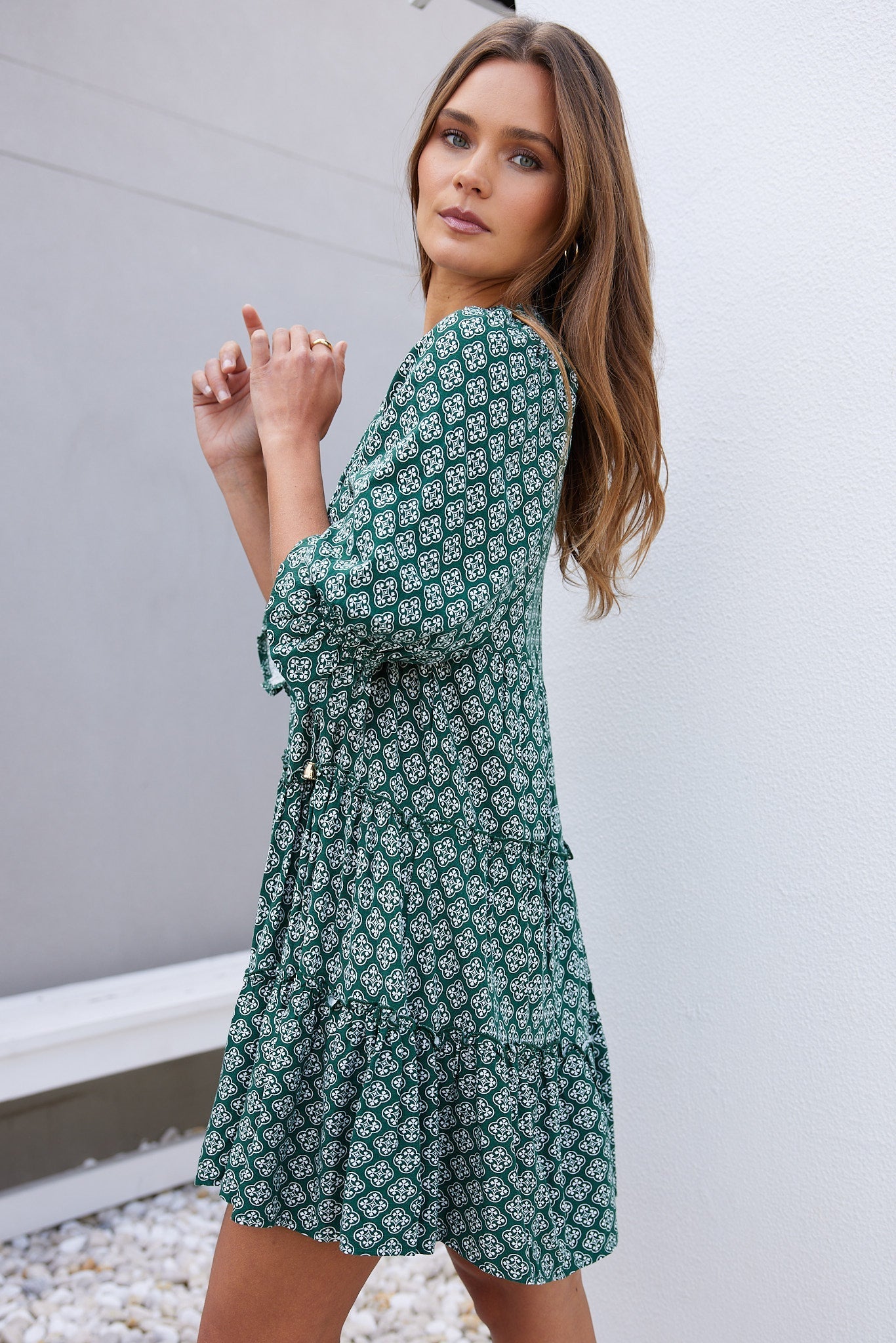 Esperanza Dress - Green Print-Dresses-Womens Clothing-ESTHER & CO.