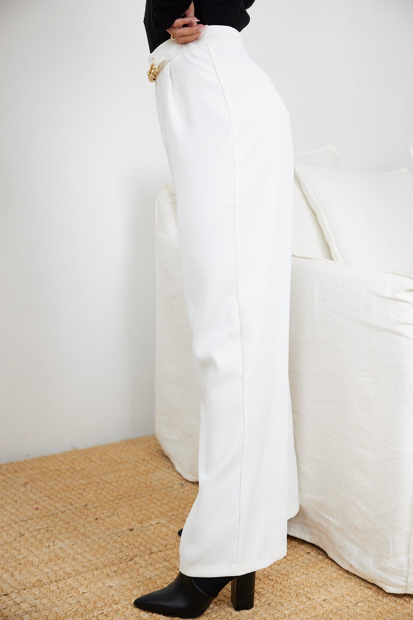 Leeta Pants - White-Pants-Womens Clothing-ESTHER & CO.