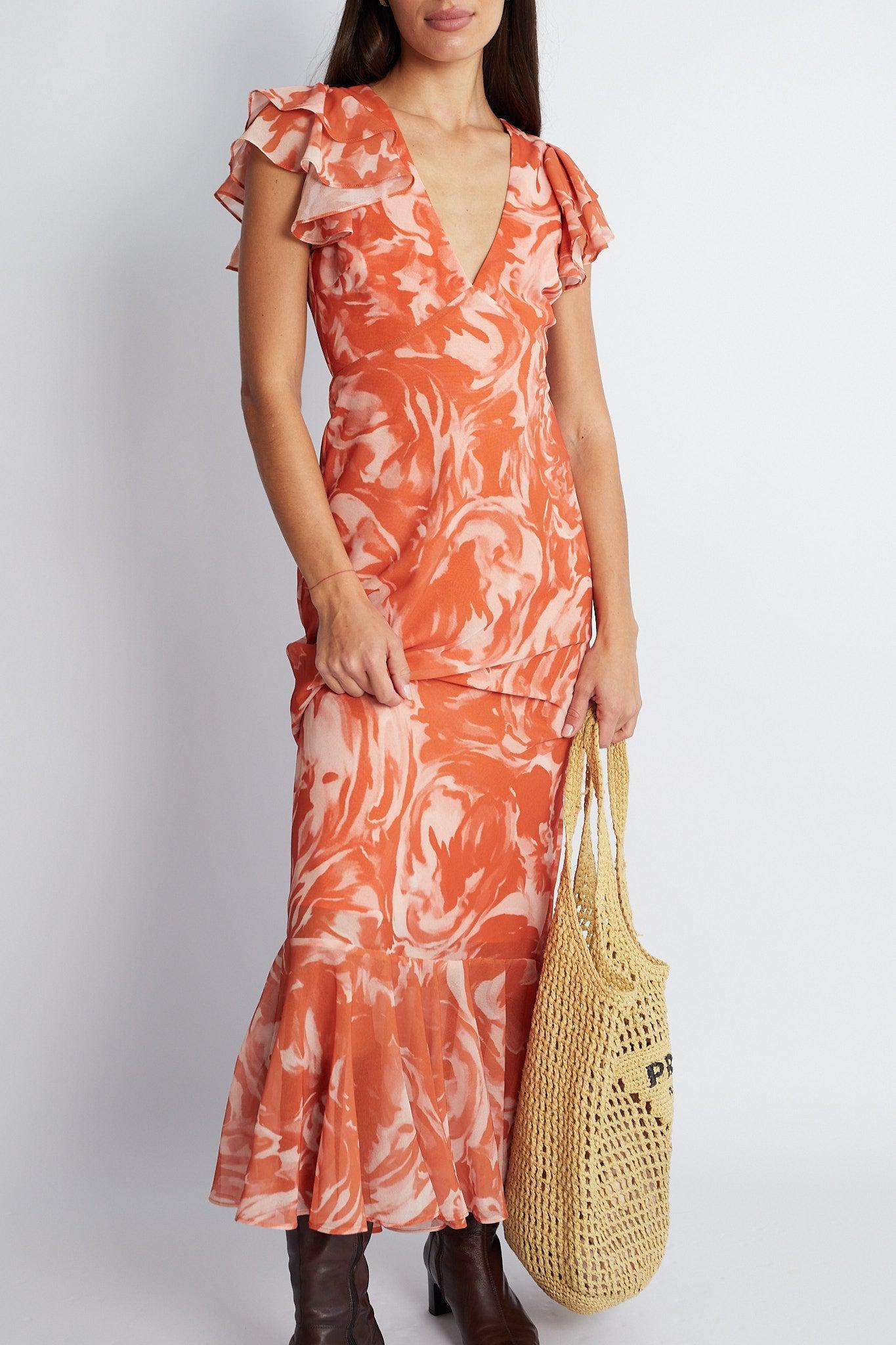 Zalika Dress - Orange Print-Dresses-Womens Clothing-ESTHER & CO.