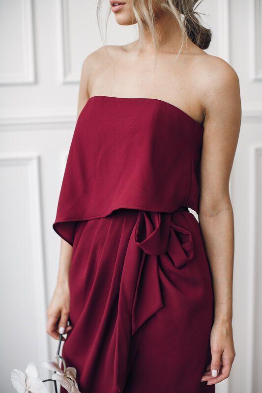 Fleur Strapless Dress - Burgundy-Dresses-Esther Luxe-ESTHER & CO.