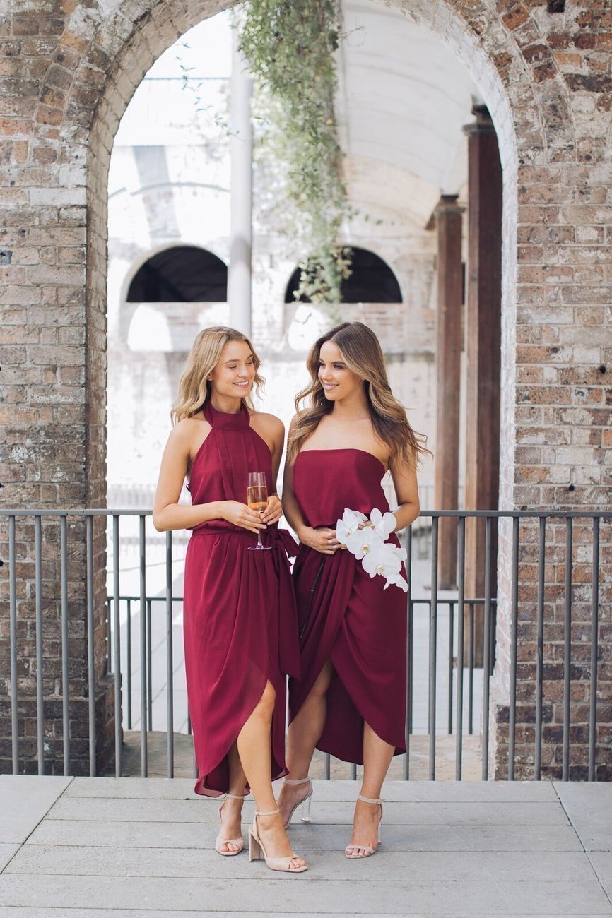 Fleur Strapless Dress - Burgundy-Dresses-Esther Luxe-ESTHER & CO.